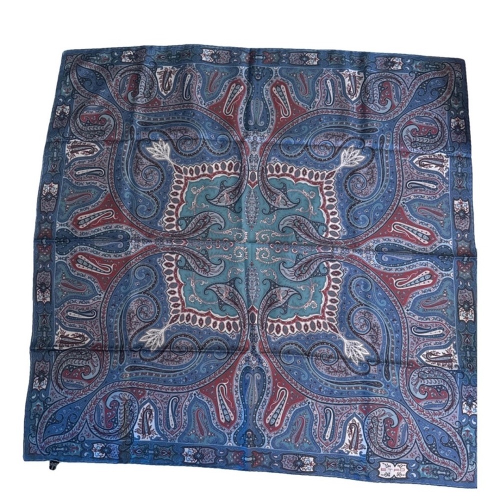 ETRO Paisley Patterned Scarf in Blue and Red